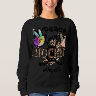 Camiseta Peace Love Hockey Yaya Life Mãe Avó Leopardo