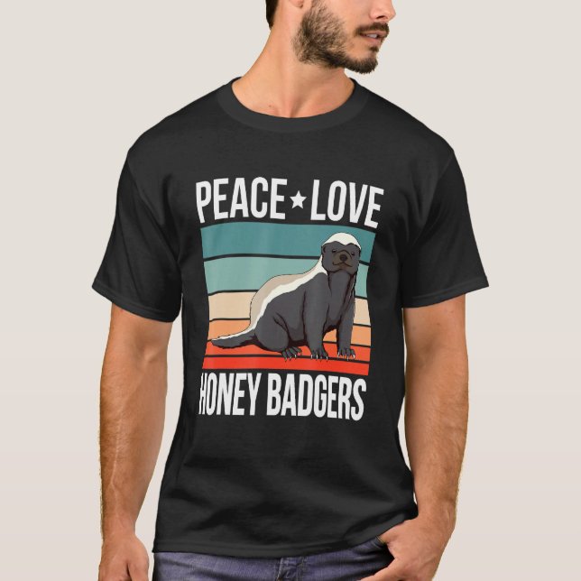 Camiseta Peace Love Honey Badgers Cita Arte Retroativa Rate (Frente)