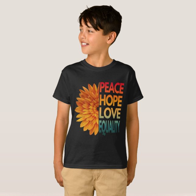 Camiseta PEACE LOVE HOPE EQUALITY (Frente Completa)