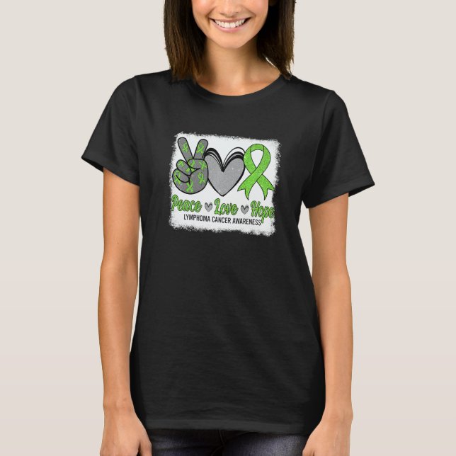 Camiseta Peace Love Hope Lymphoma Awareness Month Warrior W (Frente)