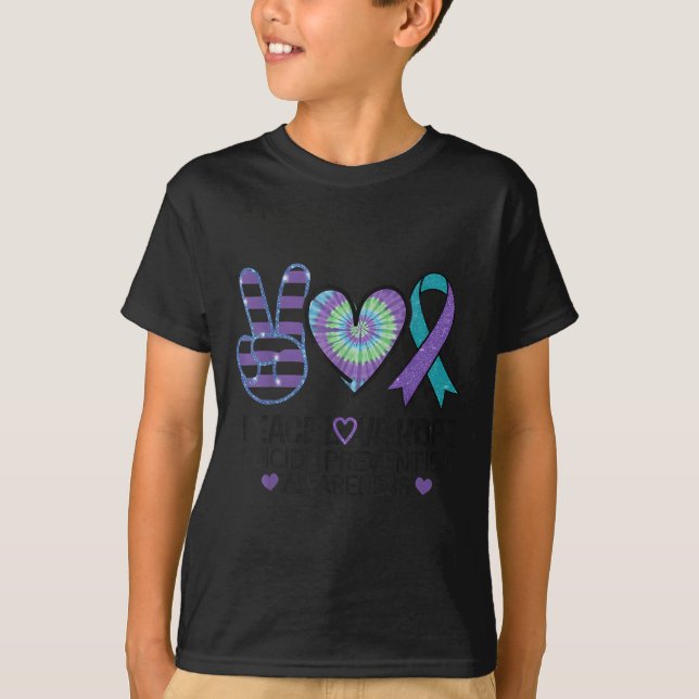 Camiseta Peace Love Hope Suicide Prevention Tie Dye Awarene (Frente)
