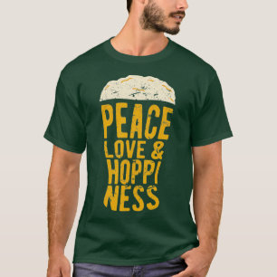 Camiseta Peace Love Hoppiness Artesanato Beer Bebendo IPA