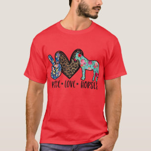Camiseta Peace Love Horses Engraçado Tee for Horse Lover