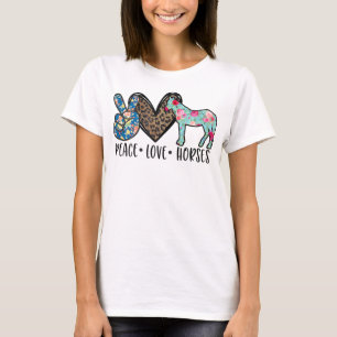 Camiseta Peace Love Horses Engraçado Tee for Horse Lover T-
