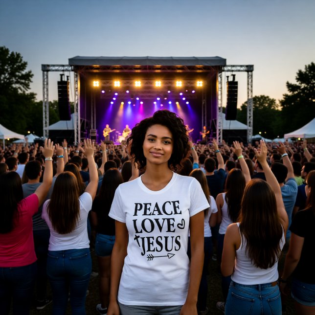 Camiseta Peace Love Jesus Bold Faith Statement Tee (Criador carregado)