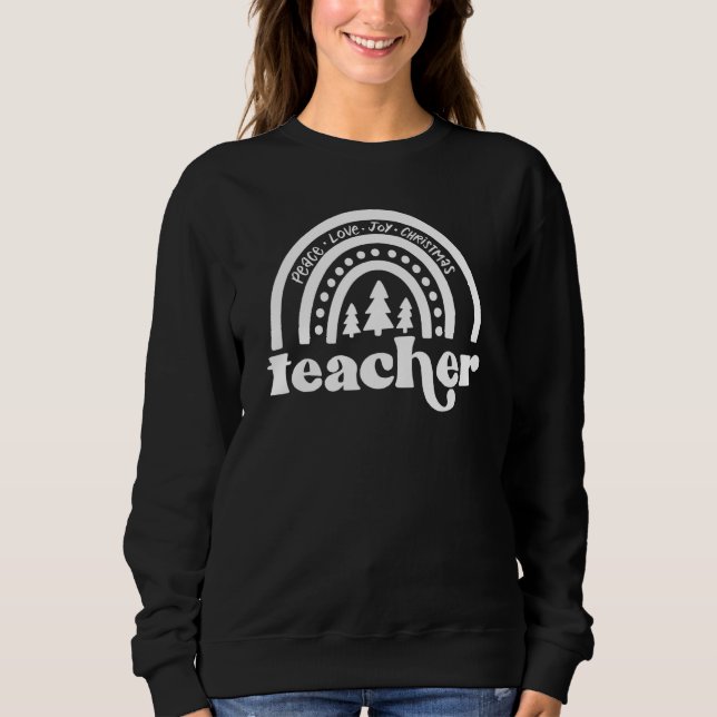 Camiseta Peace Love Joy Christmas Teacher Cute Christmas Ra (Frente)