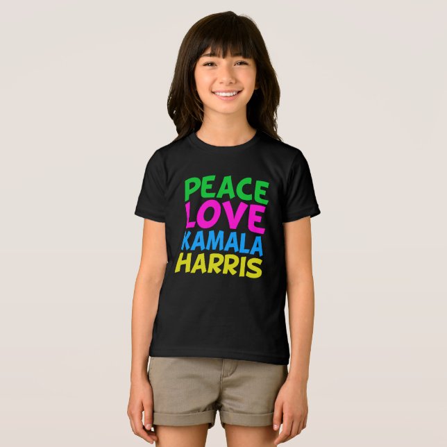 Camiseta Peace Love Kamala Harris Cute Kids (Frente Completa)