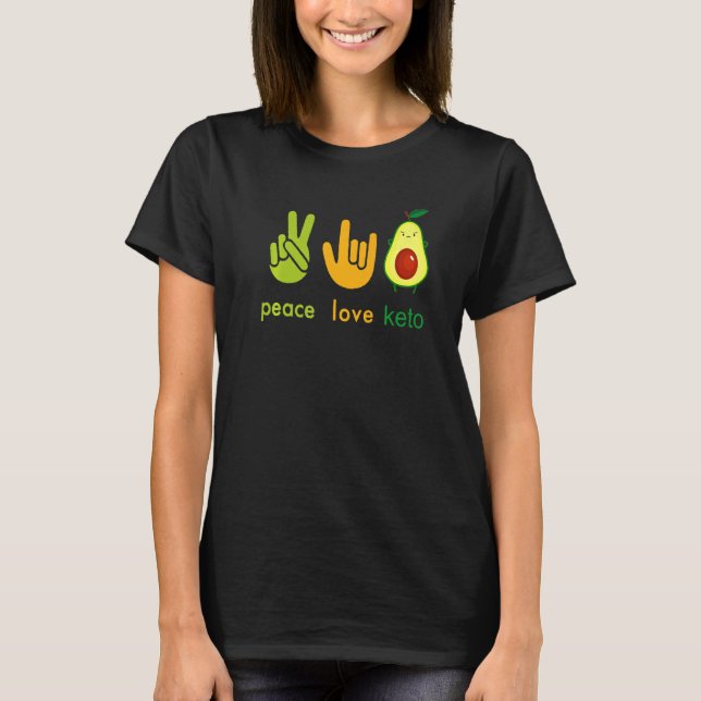Camiseta Peace Love Keto Funny Painter Avocado Hand Sign De (Frente)