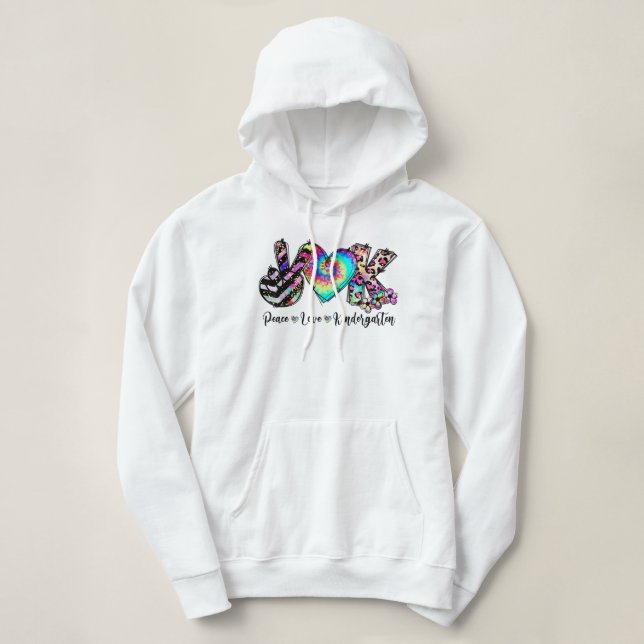 Camiseta Peace Love Kindergarten Professor Kinder Tea (Frente do Design)