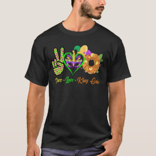 Camiseta Peace Love King Cake Funny Mardi Gras Party Carniv