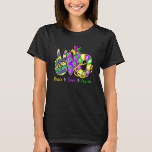 Camiseta Peace Love King Cake Funny Mardi Gras Party Carniv