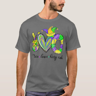 Camiseta Peace Love King Cake Mardi Gras Men Women Kids (1)