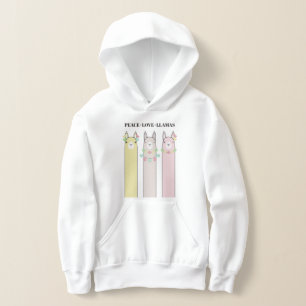 Camiseta Peace Love Lhamas - Bonitas Crianças de Llama Colo