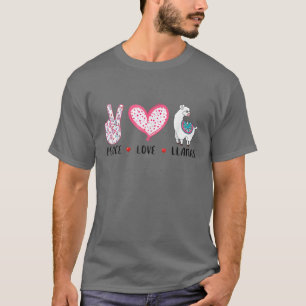 Camiseta Peace Love Llamas . Estilo Retro Alpaca