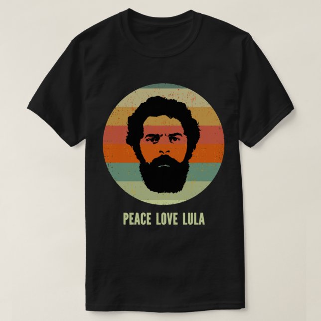 Camiseta Peace Love Lula 2022 Presidente Do Brasil Retro (Frente do Design)