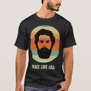 Camiseta Peace Love Lula 2022 Presidente Do Brasil Retro