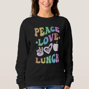 Camiseta PEACE LOVE LUNCH LADY Retro Cafeteria Groovy Schoo
