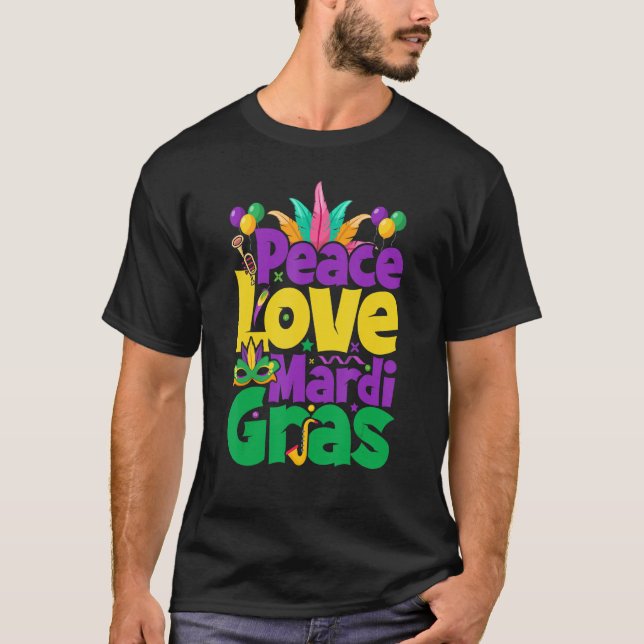 Camiseta Peace Love Mardi Gras for Women & Men (Frente)