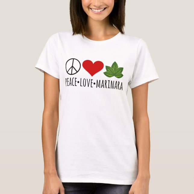 Camiseta Peace Love Marinara Basil Deixa Cluster (Frente)