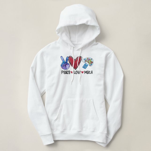 Camiseta Peace Love Math Engraçado Professor (Frente do Design)