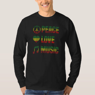 Camiseta Peace Love Music Reggage Peace Love Hippiiness