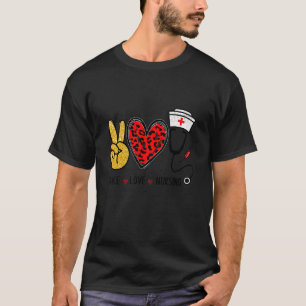 Camiseta Peace Love Nursing Symbol Nurse Life