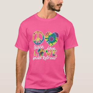 Camiseta Peace Love Ouro Retriever - Pet Dog Owner Canine