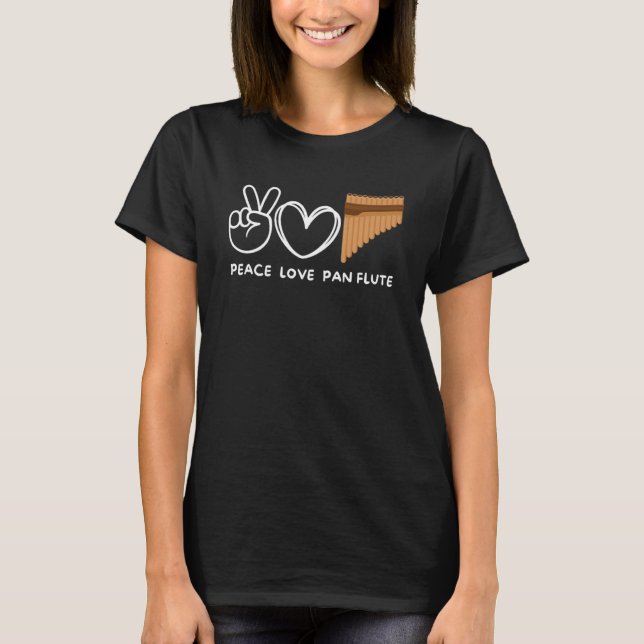 Camiseta Peace Love Pan Flute Retro Pan Flute (Frente)