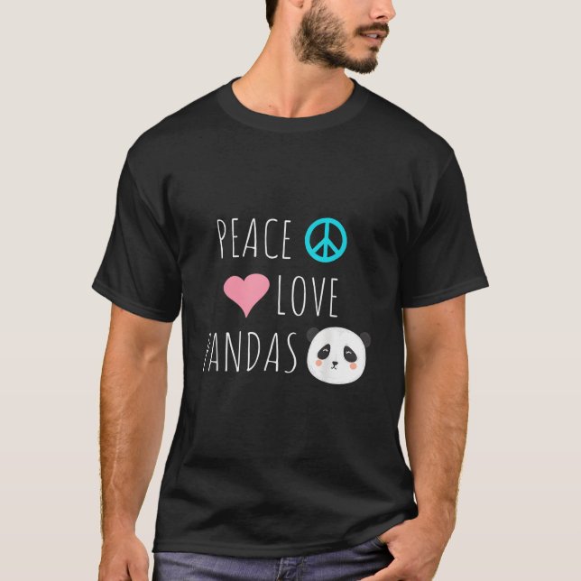 Camiseta Peace Love Pandas Panda Bear Animal Pet Love (Frente)
