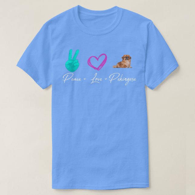 Camiseta Peace Love Pekingese Funny Dog Owner  (Frente do Design)