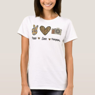 Camiseta Peace Love Photography Camera Photographer Cameram