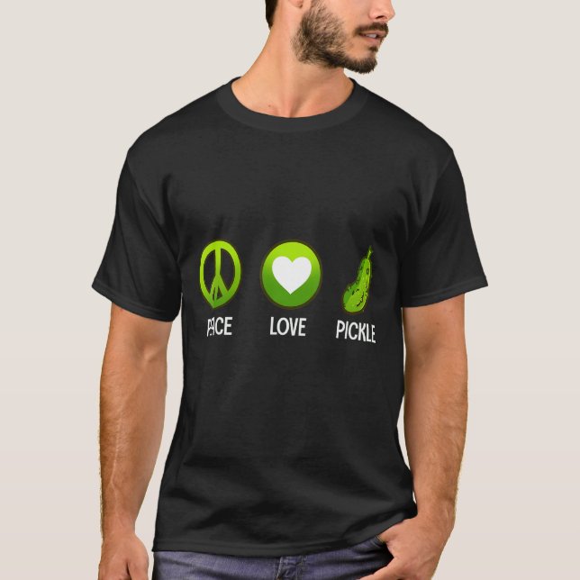 Camiseta Peace Love Pickle Cucumber Vegan Comida (Frente)
