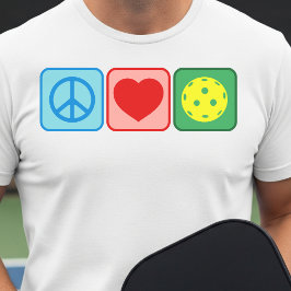 Camiseta Peace Love Pickleball Mens Womens Minimalist White