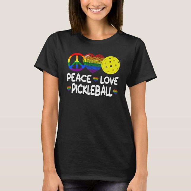 Camiseta Peace Love Pickleball Paddleball Lover I Love Pick (Frente)