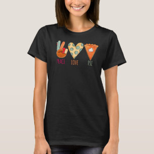 Camiseta Peace Love Pie Comida Fall Turkey Sinal Thanksgi