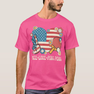 Camiseta Peace Love Ping Pong American Flag Mesa Patriótica