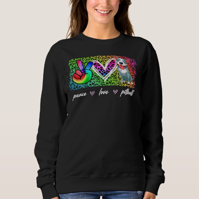 Camiseta Peace Love Pitbulny Engraçado Lover (Frente)