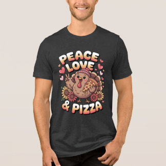 Camiseta Peace Love & Pizza - Engraçado Humor de Ação de Gr