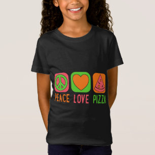 Camiseta Peace Love Pizza Slice Legal Groovy Hippie 60 e 70