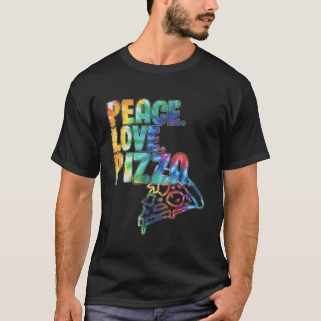 Camiseta Peace Love Pizza Tie Dye (Frente)