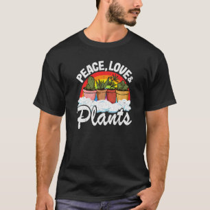 Camiseta Peace Love & Plant Retro Rainbow Landscaper Plant