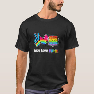 Camiseta Peace Love Pop It Fidget Toy Colorous Rainbow For