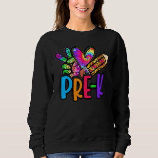 Camiseta Peace Love Pre K Squad Tie Dye De Volta Aos Menino