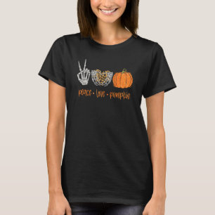 Camiseta Peace Love Pumpkin Season Fall Vibes Spooky Season