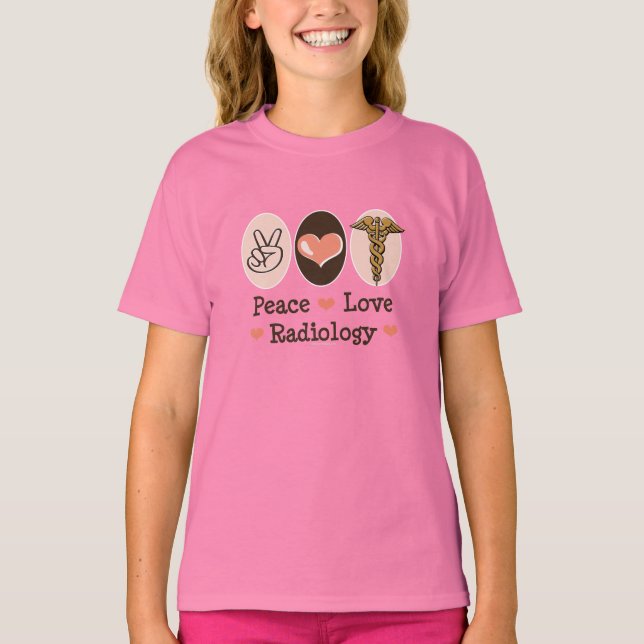 Camiseta Peace Love Radiology Kids Ringer Tee (Frente)