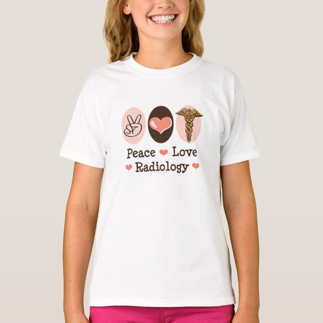 Camiseta Peace Love Radiology Kids Ringer Tee (Frente)