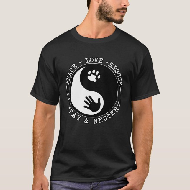Camiseta Peace Love Rescut Spay E Neuter (Frente)