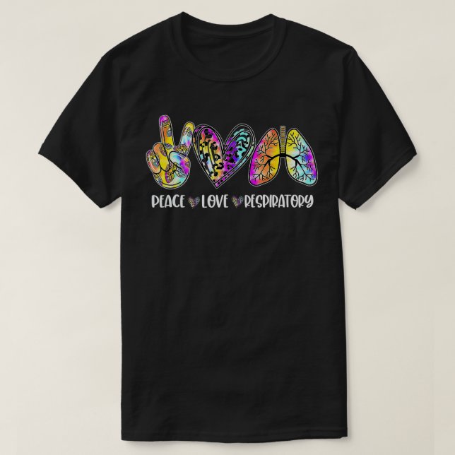 Camiseta Peace Love Respiratory Therapist Leopard RT Regist (Frente do Design)