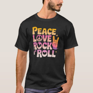 Camiseta Peace Love Rock n Roll - Tipografia Inspirada na M