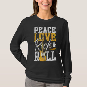Camiseta Peace Love Rock & Roll Electronic Rock Guitar
